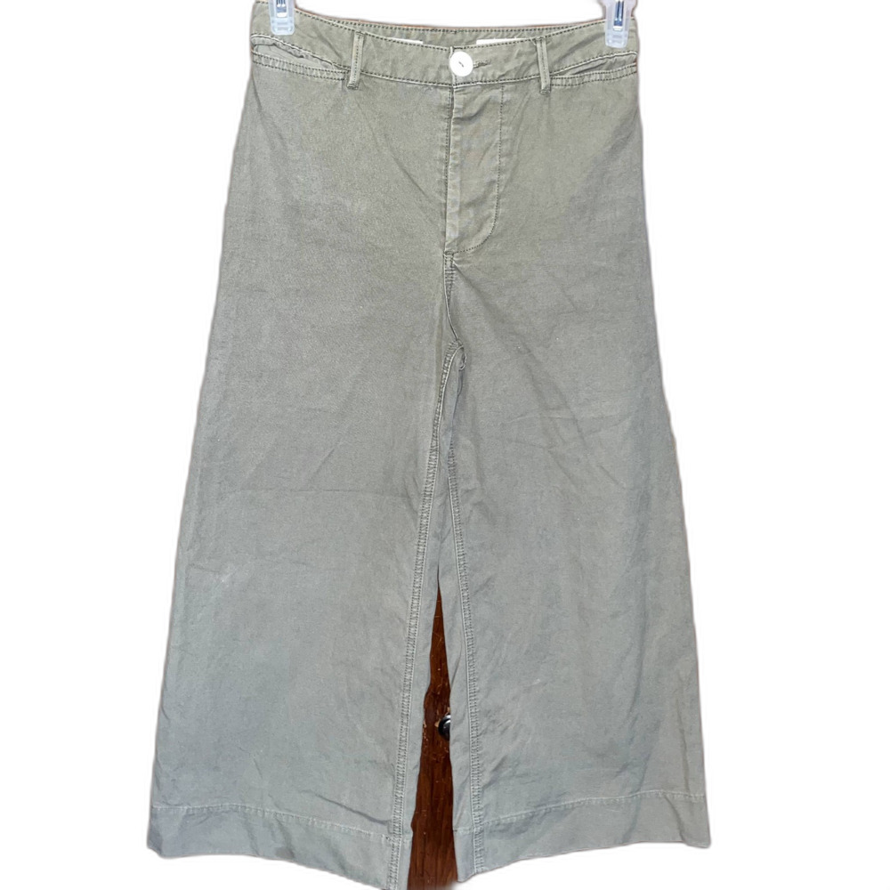 Pilcro and the Letterpress Wide Leg Pants Green Button Fly Coastal Cargo size 25